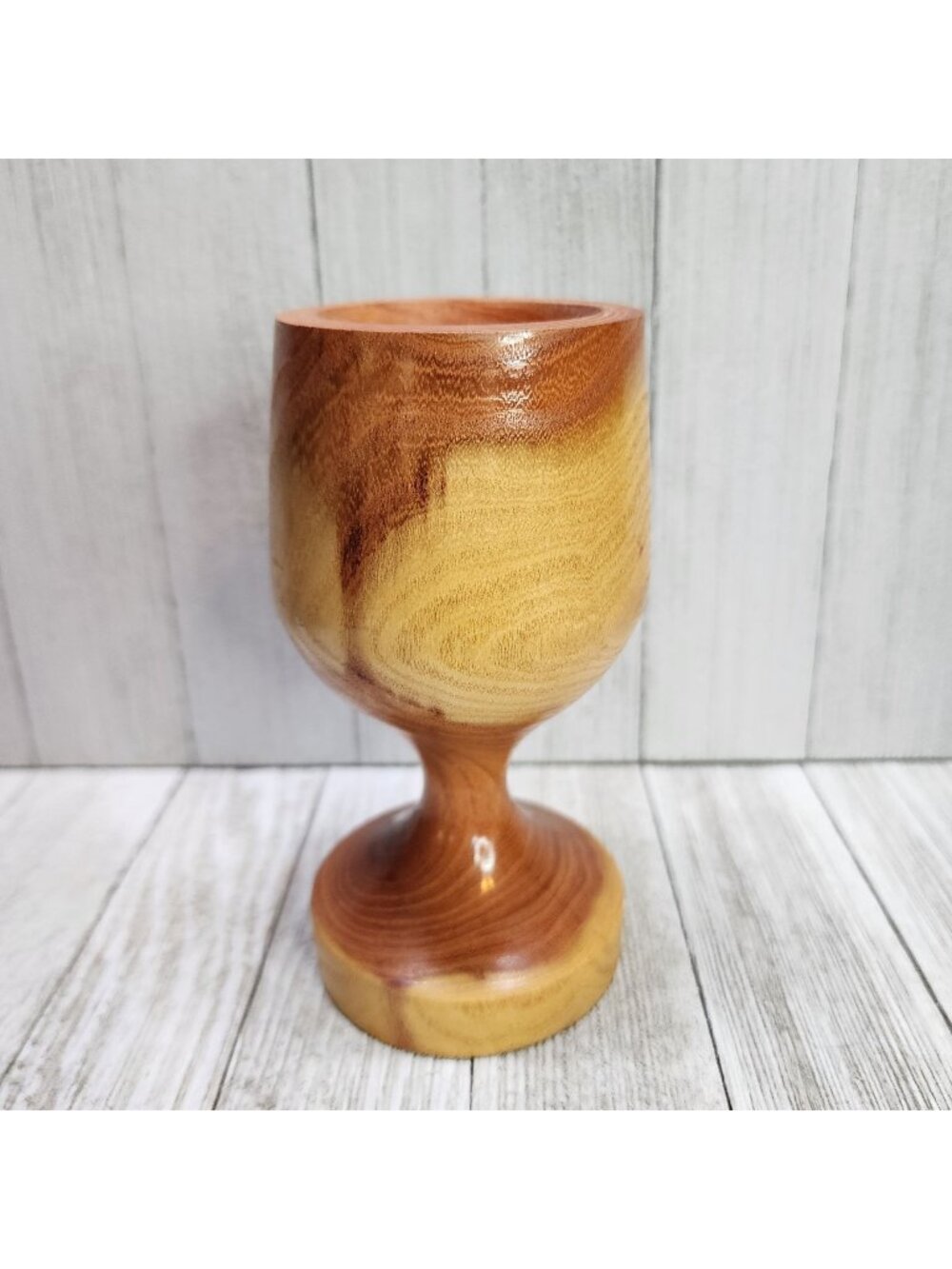 Vintage Wooden Handcrafted Candlestick Candle Holder Goblet Shape 5.75'' Tall